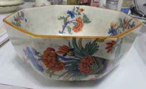 Vintage Crown Ducal Ware bowl 8" hexagon #1424 Bird Orange Blue - Picture 1 of 7