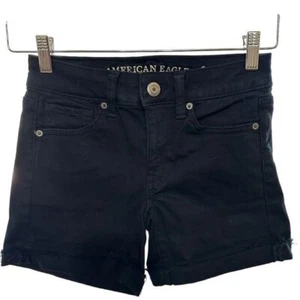 American Eagle Outfitters Shorts Black Denim Jean Goth Dark Fairy Edgy Size 0 - Picture 1 of 6