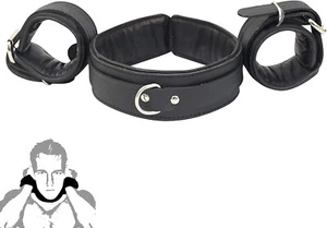 Premium Leather Padded Wrist and Neck Restraint, Adjustable for Secure Fit - Picture 1 of 5