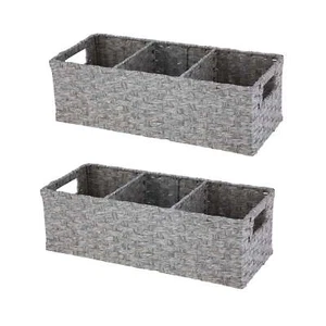 Mainstays 3-Compartment Storage Basket Set With Handles, Set of 2 - Picture 1 of 7
