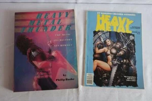 2 1980er Jahre Vintage Heavy Metal Bücher Geschichte illustriert Fantasy Magazin Haarband - Bild 1 von 10