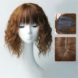 Silk Synthetic hair Topper Piece SoftCurly With Bang Toupee Very Natural Closure - Picture 1 of 11