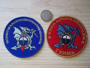 lot militaire 2 écussons 1er régiment de parachutistes d'infanterie de marine Ba - Foto 1 di 2