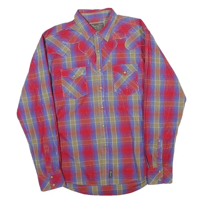 WRANGLER Mens Red & Blue Check Shirt L Western Retro Casual Cotton Blend - Image 1 of 4