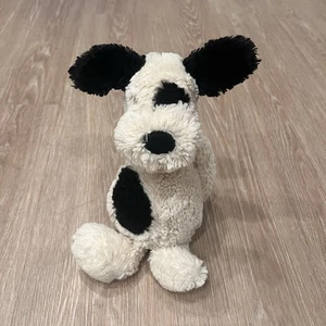 Jellycat Dog Bashful Puppy Plush Spot Black Cream Stuffed Animal Toy 12” - Picture 1 of 7