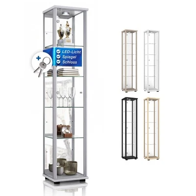 K-Möbel Vitrina de Cristal con Espejo, LED y Cerradura (176x37x33 cm)... - Imagen 1 de 4