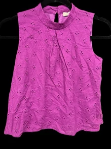 Wunderbare Mädchen Gr. Medium ärmellose Ösen Bluse einfarbig magenta lila Shirt - Bild 1 von 3
