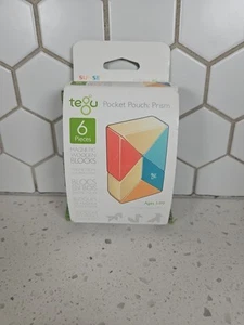 6 Piece Tegu Pocket Pouch Prism Magnetic Wooden Block Set, Sunset - Picture 1 of 6