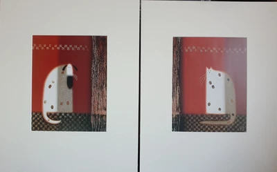 Govinder Nazran "Uno (Perro)" y "Uno (Gato)" Montado A4 Litografía Placa Impresiones Foto 1 de 4