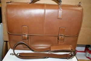 Coach D063-6455 Dual Lock Double Gusset Expandable Leather Laptop Briefcasr - Picture 1 of 10