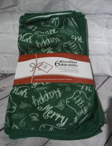 Sultan's Linens 6 grüne Mikrofaser Geschirrtücher / Weihnachten / 12 x 12 - Bild 1 von 4