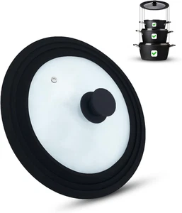 - Coperchio Universale in Vetro, per Pentole E Padelle Da 28/30/32 Cm, Con Valvo - Foto 1 di 12