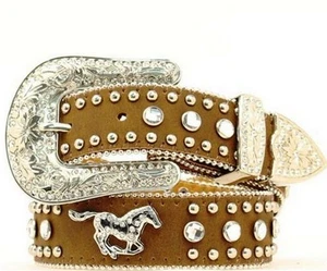 Nocona Western Belt Girls Leather Horse Crystals 24 Saddle N4427644 - Picture 1 of 1