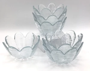 Set of 6 Flower Daisy Strata Glass Bowl 4.5” Clear MCM - Picture 1 of 7