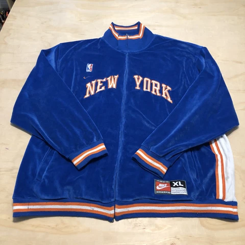 P645 NIKE NBA New York Knicks Basketball Velour Full Zip Track Jacket Size XL Cover