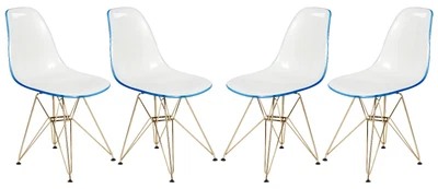 Juego de 4 sillas de comedor modernas Cresco silla lateral moldeada con base dorada Foto 1 de 2