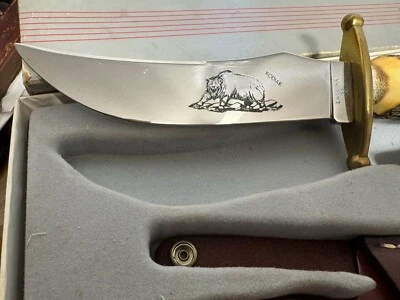 Funda y caja de cuchillo de caza de ciervo Kodiak XX de colección de la década de 1980 Foto 1 de 4