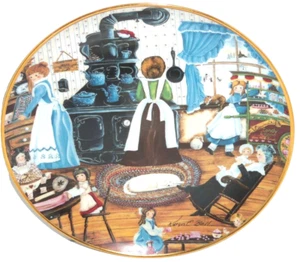 Dulces hechos en casa niños estufa vieja plato de coleccionista Franklin como nuevo certificado de autenticidad Karyn Bell - Imagen 1 de 2