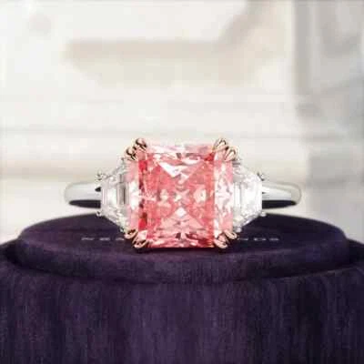 Black Friday Gift Fancy Vivid Pink Lab Grown Diamond IGI 14k Two Tone Gold Ring - Image 1 of 4