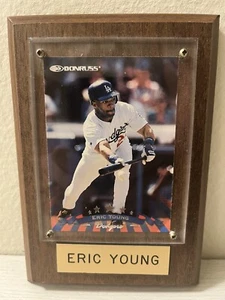 Los Angeles LA Dodgers Eric “EY” Young Donruss Card Photograph Plaque 6”x4” #21 - Picture 1 of 2