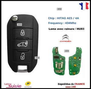 Schlüsselrohling Hitag AES 4A Citroen C3 LOUNGE C4 CACTUS Berlingo Jumpy + 2018 … - Bild 1 von 1