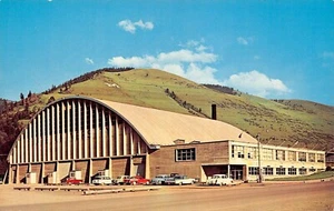 Montana State University Field House Vtg Cars Scene Missoula,MT 1950's Postcard - Picture 1 of 2