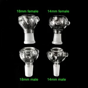 14mm 18mm Female Male Clear Pyrex Bubble Reverse Glass on Glass Art Slide Bowl - Picture 1 of 9