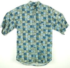 VTG Bruno Short Sleeve 100% Rayon Shirt Sz Small Blue GreenMade In Italy 