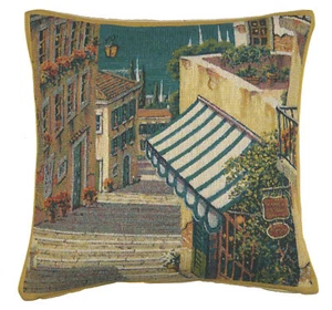 Belgian Bellagio Village I Jacquard Woven Tapestry Pillow Covers 17"x17" - Picture 1 of 4