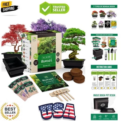 Kit de inicio de bonsái ecológico: 7 semillas de árbol y herramientas para amantes de las plantas Foto 1 de 4