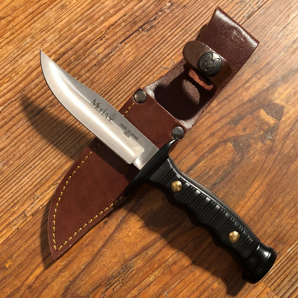 Cuchillo de Caza Bowie Muela Inox España Modelo 7101 y Funda de Cuero Marrón LIMPIO Foto 1 de 4