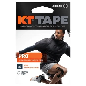 KT Tape Kinesiology Therapeutic Tape Precut Strips Jet Black 20 Strips Pack of 2 - Picture 1 of 4