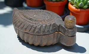 Antique Wooden Kitchenware Spice Box Original Old Hand Carved - Picture 1 of 7