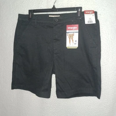 Pantalones Cortos Chinos Wrangler Para Hombre 34 Ajuste Regular Frente Plano 7" Negros Por encima de la Rodilla (A3) Foto 1 de 4