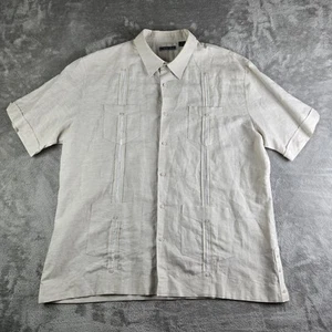 Cubavera Shirt Mens XXL Cream Linen Blend Guayabera Cuban Havana 50s Retro - Picture 1 of 11