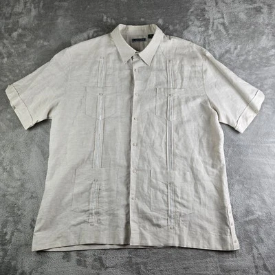 Cubavera Shirt Mens XXL Cream Linen Blend Guayabera Cuban Havana 50s Retro - Image 1 of 4