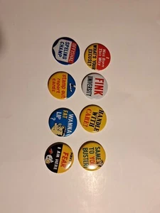 Lote de 8 prendedores de botones retro vintage hippie fink universitarios - Imagen 1 de 4
