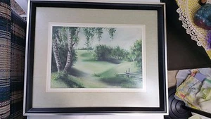 PINTURA VINTAGE 1952 ABEDULES PAISAJE FIRMADO - Imagen 1 de 12