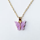 Fashion Women Gold Purple Cute Butterfly Pendant Necklace Statement Jewelry