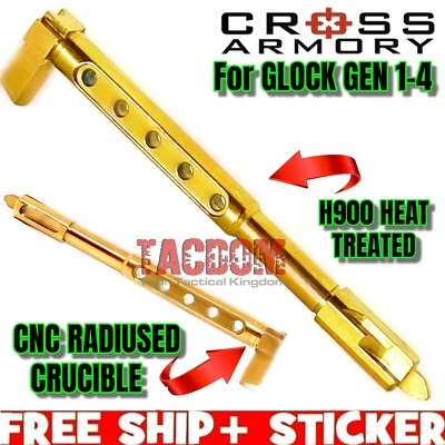 CROSS ARMORY SKELETON STRIKER GOLD TiN INOÇO INOXIDÁVEL para GL0CK 98% MENOS ATRITO - Imagem 1 de 4
