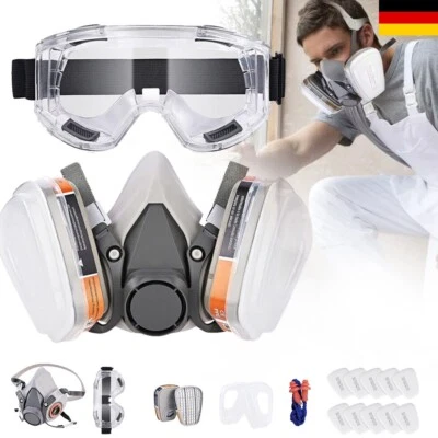 MARKENLOS Atemschutz Halbmaske Gasmaske 6200 Staubmaske Lackiermaske Mit Wechselfiltern~