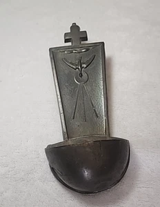 Vintage Metall Weihwasserbrunnen Heiliger Sprit Taube Wandhalterung RISSIGE Bronze? Deutschland - Bild 1 von 18