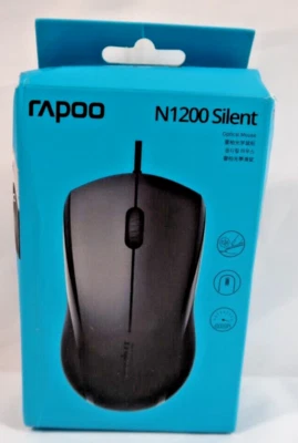 Rapoo Silent Wired Optical Mouse, Black - N1200 Open Box - Image 1 of 3