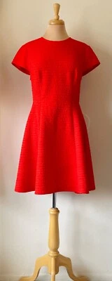 Vestido Patinador Ted Baker Talla 4 US L 10 Cherisa Rojo/Naranja Texturizado Jersey Foto 1 de 4