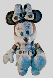 Disney Minnie Mouse Plush Stuffed Animal Gray Denim Grey 13" Park Exclusive - Picture 1 of 9