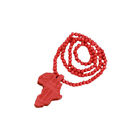 African Tribal Style Wooden Pendant Bead Chain Necklace (red)