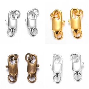 10x Brass Lobster Claw Clasp Hook DIY Jewelry Trigger Finding Lead Free 18x6mm - Picture 1 of 18
