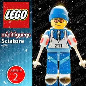⭐ LEGO Sciatore Minifigure col028 Serie 2 8684 Skier col02-12 Winter Village - Foto 1 di 6