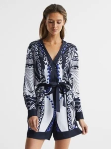 REISS MUJER ISLA BUFANDA ESTAMPADO VERANO MONO TALLA UK, 6,8,10,12 RRP£228 (SH) - Imagen 1 de 6