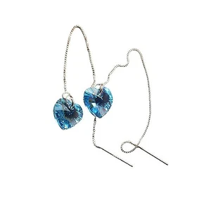 Ohrhänger & Kette Silber 925 mit ORIGINAL SWAROVSKI Kristalle Blau Herz - Bild 1 von 1